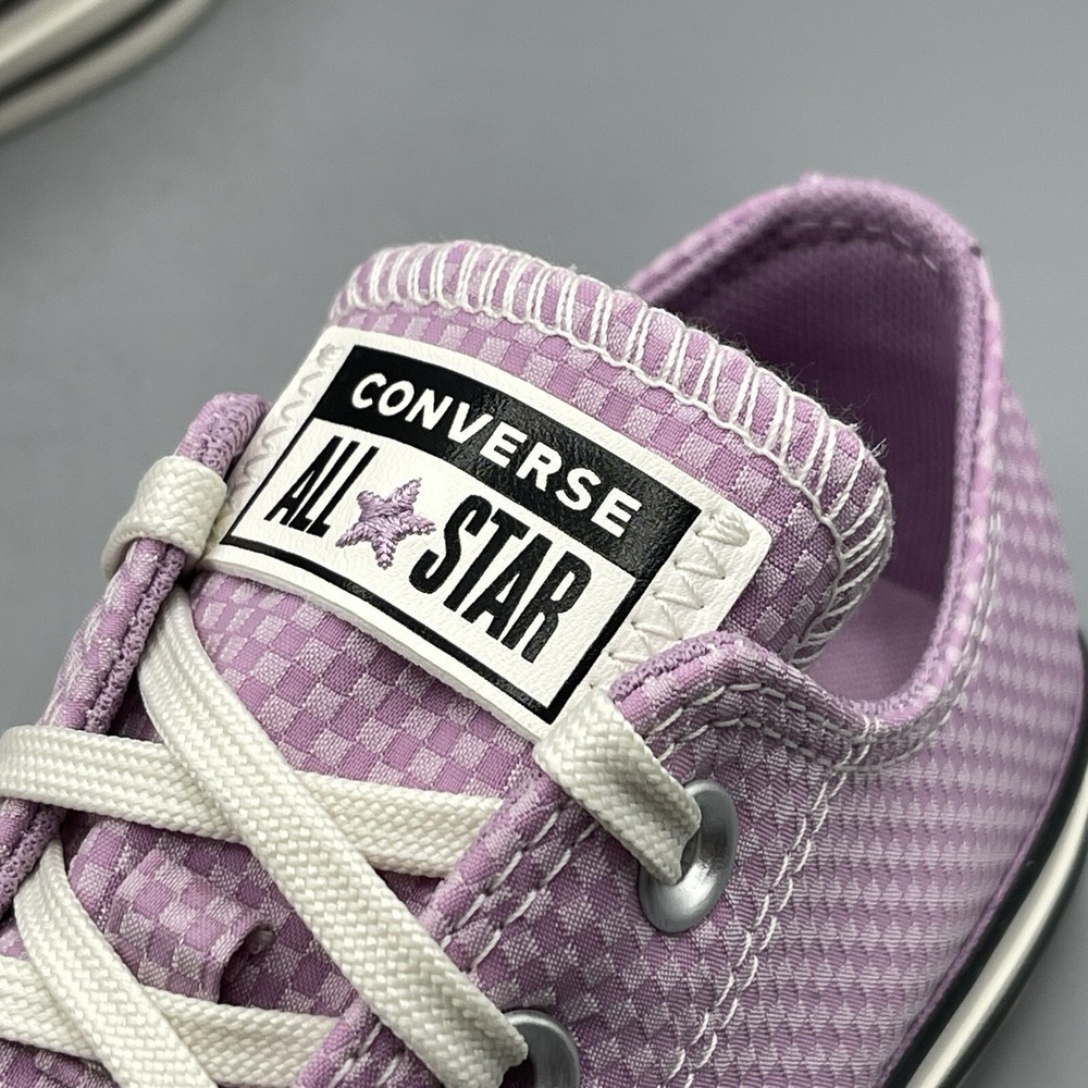 Converse Women's 5 Sneakers Purple Lavender Checked Low Top CTAS A11627C - Picture 2 of 10